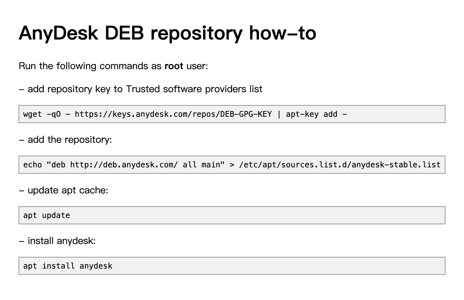 Install Anydesk with cli in Ubuntu